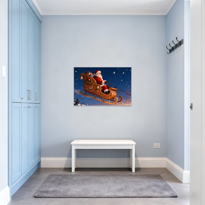 Père Noël en traîneau avec cadeaux et étoiles, H 24 po x l 36 po