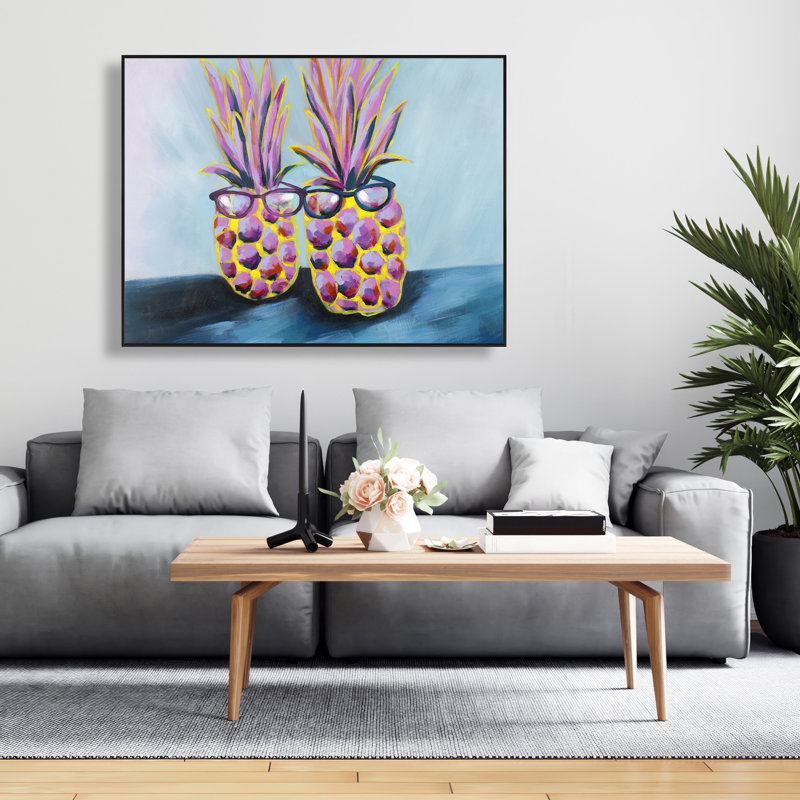 Funny Pineapples with Sunglasses - Food Kitchen Canvas Art