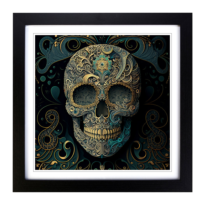 Sugar Skull - Framed Print, Black