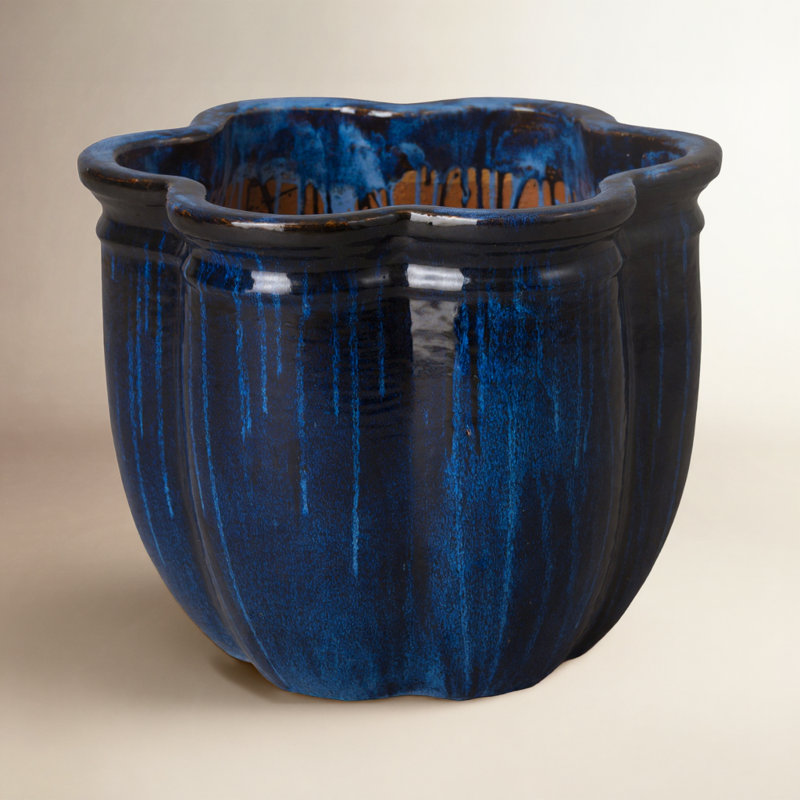 Prathersville 20" Ceramic Pot Planter, Blue, 16" H x 20" W x 20" D