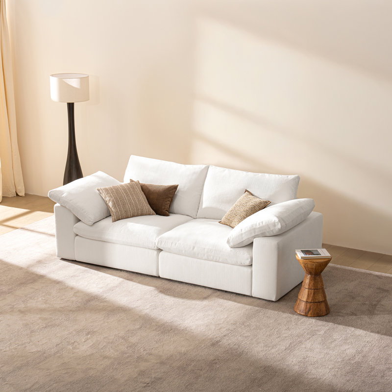Aarti 81" Oversized Cloud Loveseat Sofa, Comfy White 2-Seater Couch with Deep & Wide Seat