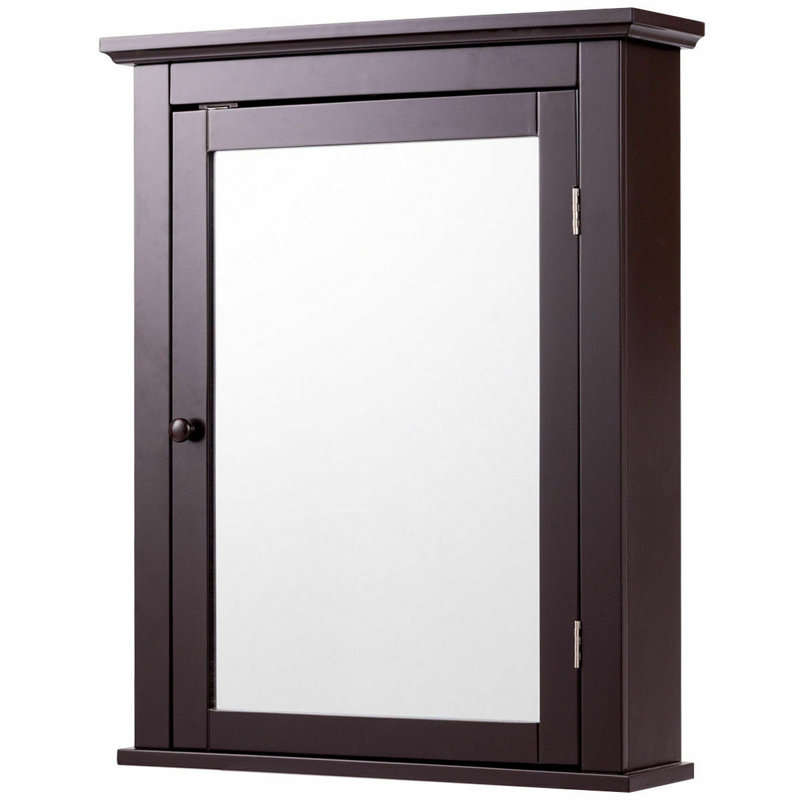Frick 22'' W 27'' H Surface Framed Medicine Cabinet Mirror 1 Adjustable, Brown