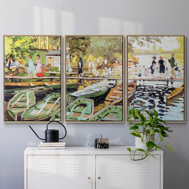 Monet, reproduction sur toile 3 pièces, Naturel, H 24 po x l 48 po x P 2 po