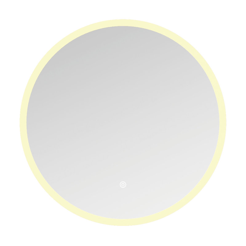 Kingston Brass Aurora 24-Inch Round Led Bathroom Mirror, Front and Back Light, Anti-Fog, Dimmable Touch Sensor Lighted Mirror