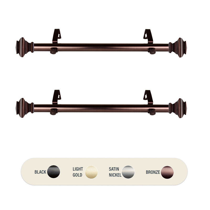 Tringle à rideaux simple réglable de 12 à 20 po, Bronze