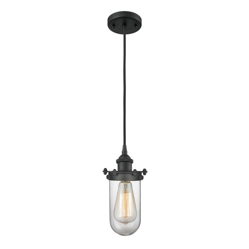 Calixta 1 - Light Single Pendant, Matte Black, Clear, No Bulb Included