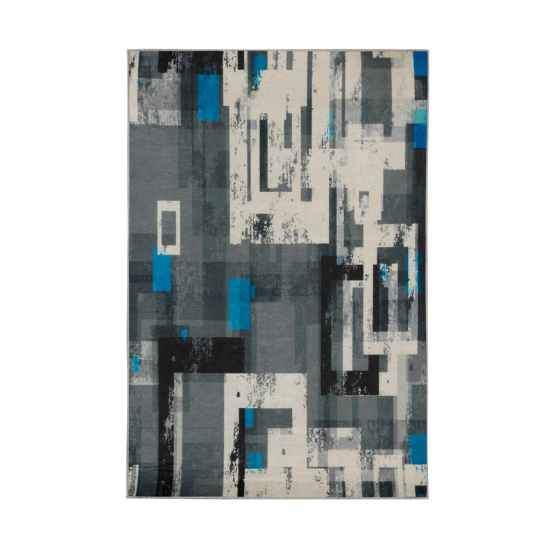 Soft Hall Carpet 2.6 x 4.9 Feet | 100% Polyester, 0.04 in Pile Height | Antibacterial, Non-Slip Underside | Woven with 3D Digital Printing | Machine Washable | Durable & Stylish for Entryways & Living Rooms