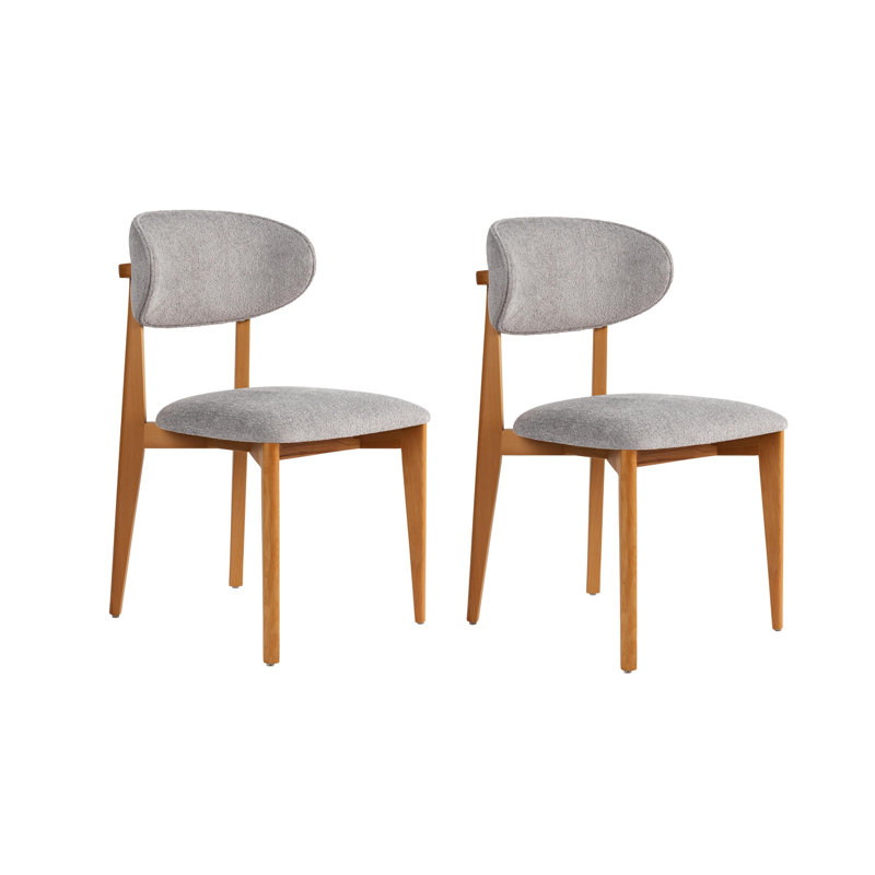 Ensemble de chaises de style scandinave (2 pièces), gris et chêne foncé, 20,9 x 33,9 x 22,8 pouces | Structure 100% hêtre, tissu chenille 100% coton, coussin confortable en mousse de 2,2 po | Design moderne pour le salon et la salle à manger