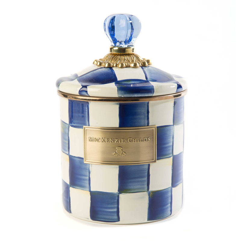 Royal Check Canister, 7.5" H x 5" W x 5" D
