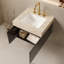 Meuble-lavabo flottant espresso 24 po avec comptoir en travertin Roma, lavabo en céramique et 3 trous de robinet-341875989