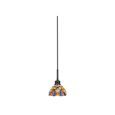 Mini-luminaire suspendu à cordon Edge au fini espresso avec verre d'art Lynx de 7 po