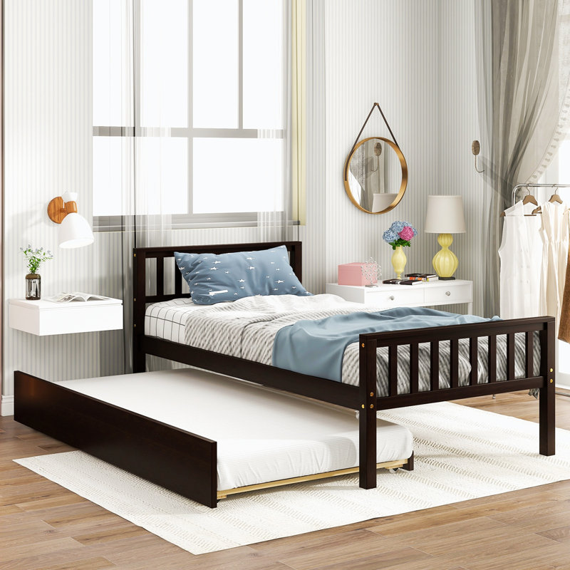Structure de lit en bois massif Gotar, Espresso