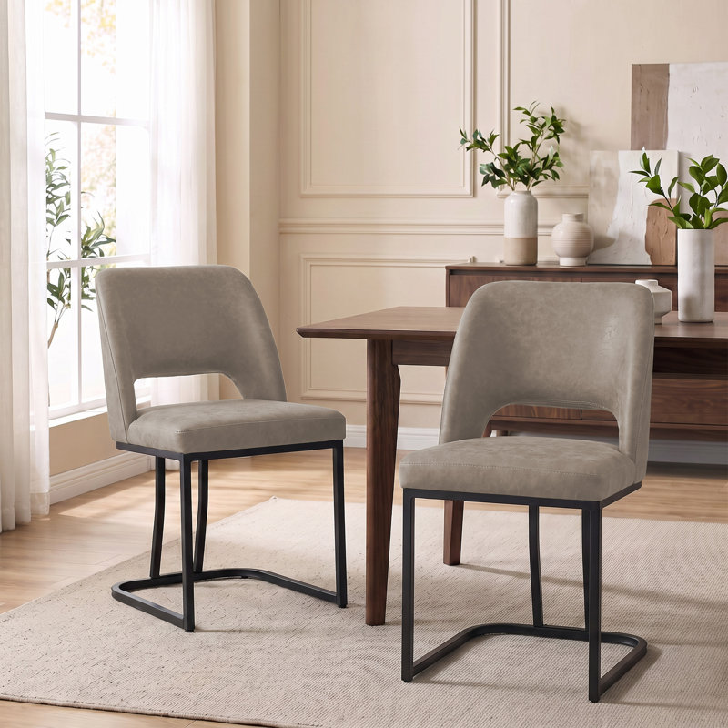 Ensemble de 2 chaises d'appoint rembourrées modernes en similicuir avec cadre en métal pour la cuisine et la salle à manger, ensemble de 2