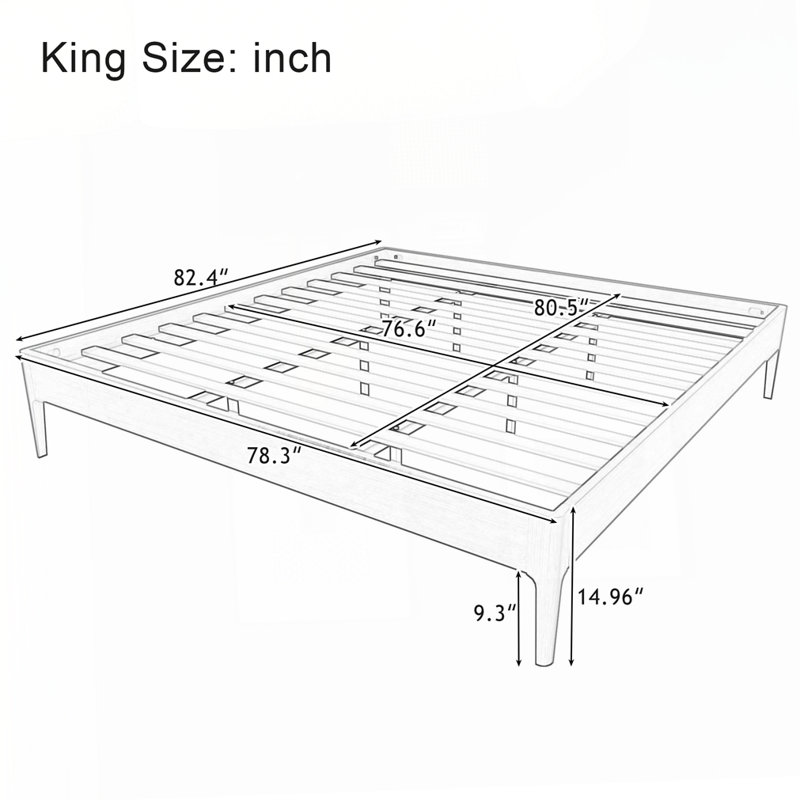 Bamboo Platform Bed Frame - Noise-Free with Underbed Storage, Natural, King