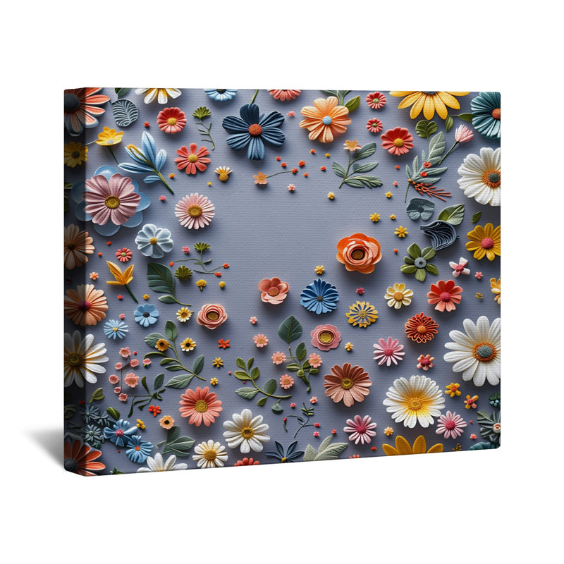 Toile florale tendue sur châssis - Décoration murale nature , 16 po x 20 po