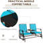 Banc oscillant d'extérieur avec table basse centrale - bleu. Cadre en métal pour la cour. Filet respirant, 264 lb Nombre de places assises, patio à double glissement, bleu, jardin, porche et balcon