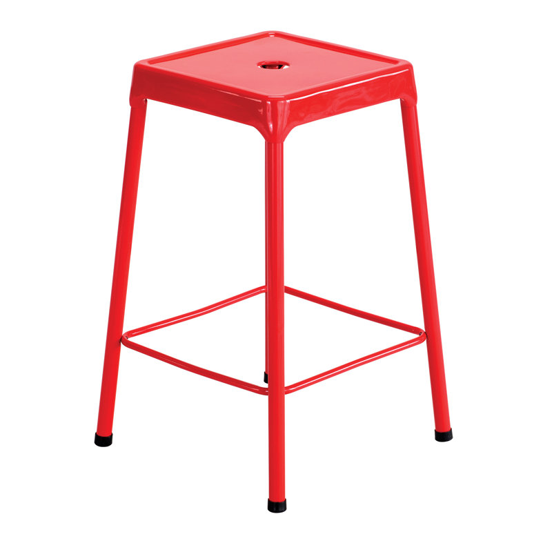 Bright Red 25" Steel Industrial Stool