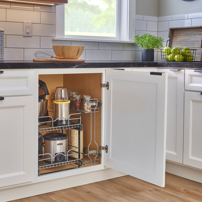 Rev-A-Shelf 18" Pullout Side Mount Two-Tier Kitchen Cabinet Organizer