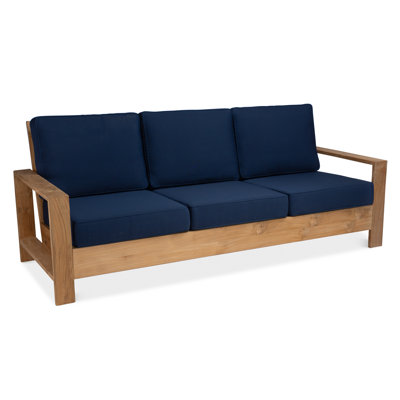Soho 85" Wide Outdoor Teak Reversible Patio Sofa with Cushions by Birch Lane