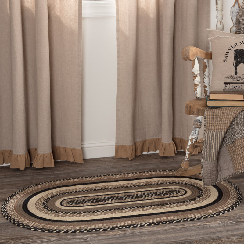  Tapis noir / gris à motif géométrique en jute tressé, Ovale 2 pi 3 po x 4 pi
