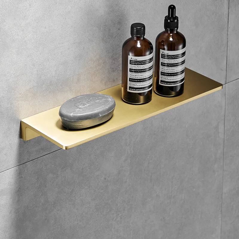 Étagère de salle de bain en laiton - Organisateur de rangement mural or brossé, Or brossé