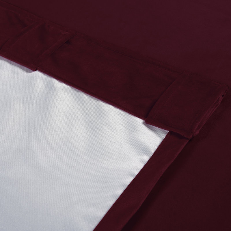 Blackout Velvet Thermal Rod Pocket/Back Tab Single Curtain Panel, Merlot, 52" W x 108" L