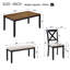 Ensemble de salle à manger rectangulaire 6 pièces avec banc, noir foncé et chêne deux tons, style maison de campagne pour la cuisine ou la salle à manger