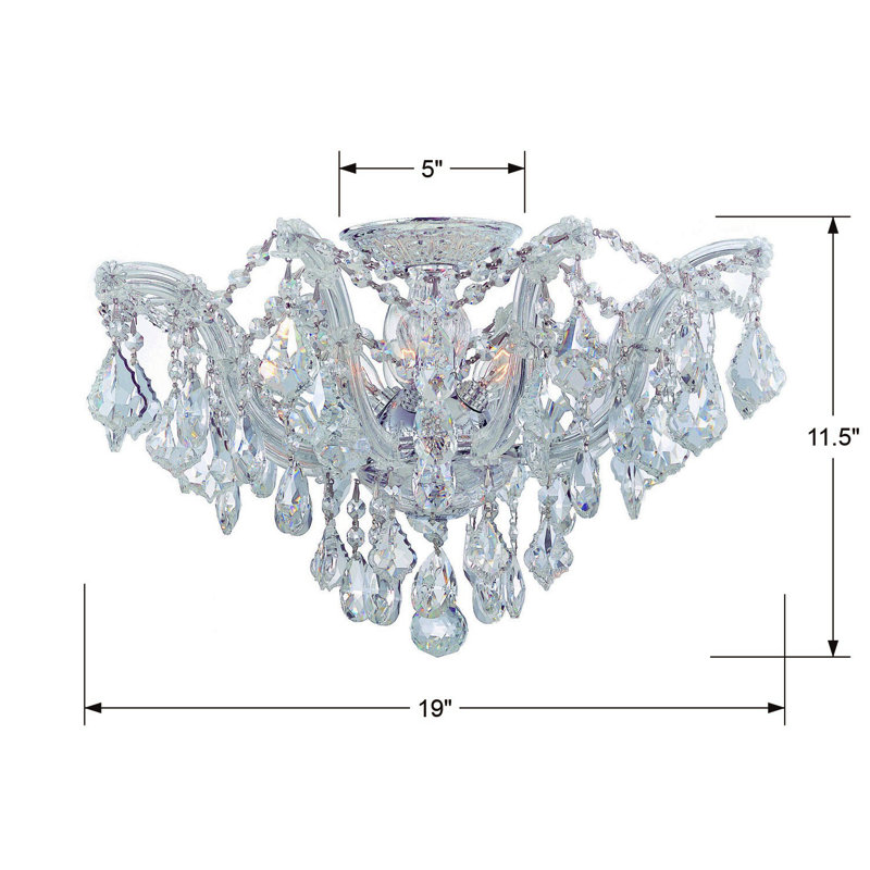 Weekes 5-Light 19" Semi Flush Mount, Polished Chrome, Hand Polished