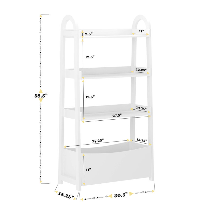 Aurey Kids Storage Bookshelf With 3 Open Shelves And Lower Storage Compartment