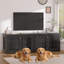 Meuble pour chien robuste de 48 po pour petits, moyens et grands chiens, mobilier d'intérieur rustique en bois pour cage de chenil avec dessus imperméable, table d'appoint décorative pour animal de compagnie (noir et gris)-1681125836-1681125839