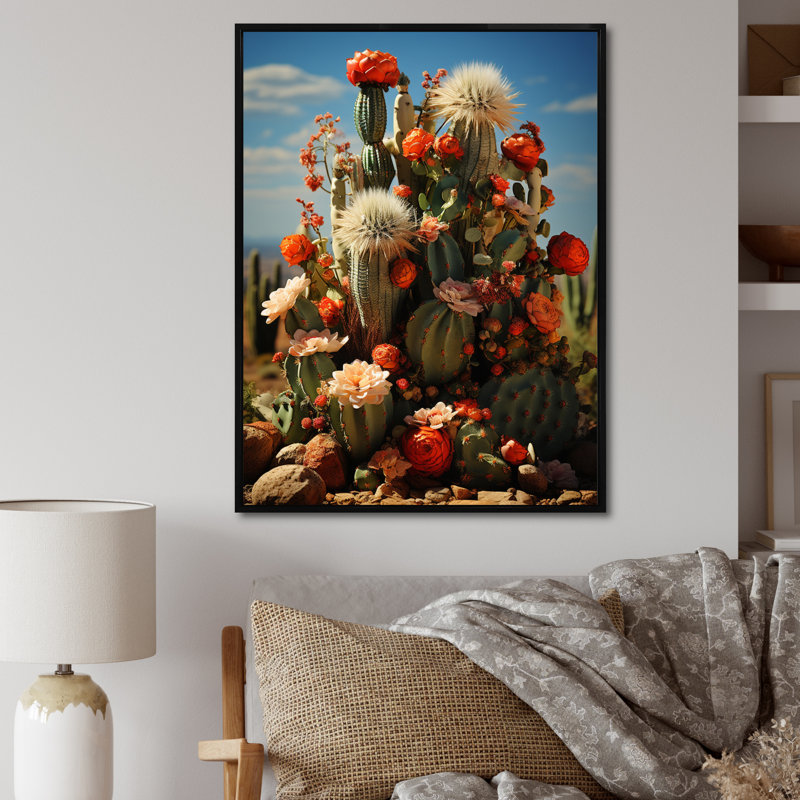 «Boeschen Desert Cacti Garden II», reproduction sur toile, H 44 po x l 34 po x P 1,5 po, Cadre flottant noir