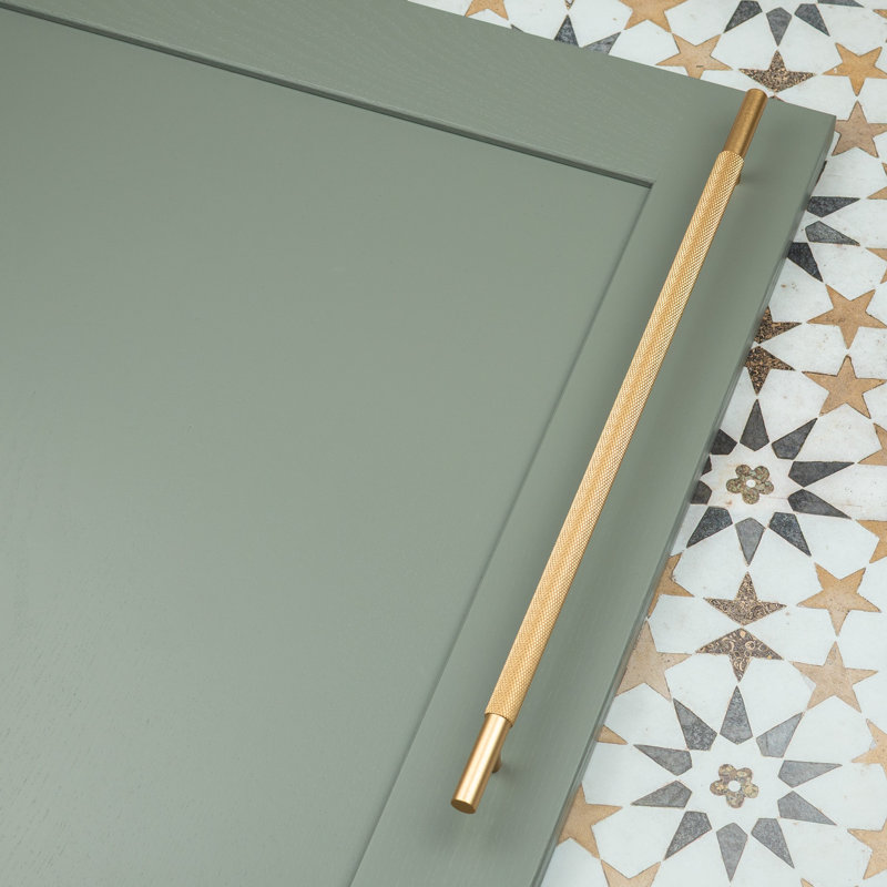 Knurled Bar Cabinet Handles & Coordinating Button Knob in Multiple Finish Variations, Brass, 320mm Handle