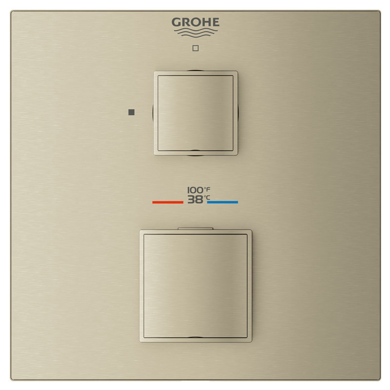Grohtherm Cube® Single Function 2-Handle Thermostatic Trim, Brushed Nickel Infinity
