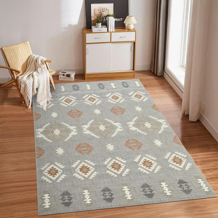 Demetriona Washable Abstract Area Rug – Low-Pile, Non-Slip, Stain-Resistant, Rectangle 120 x 170 cm
