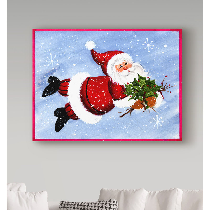 « père noël et holly », art sur toile, H 35 po x l 47 po x P 2 po