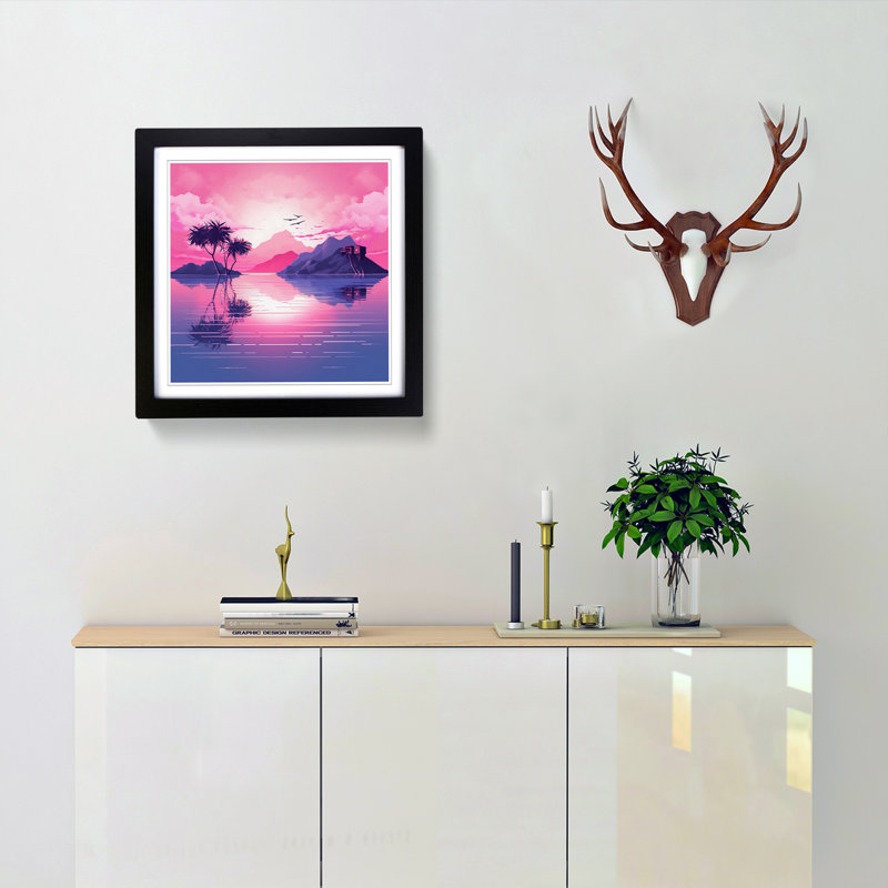 Sunrise Vaporwave - Framed Print, Black