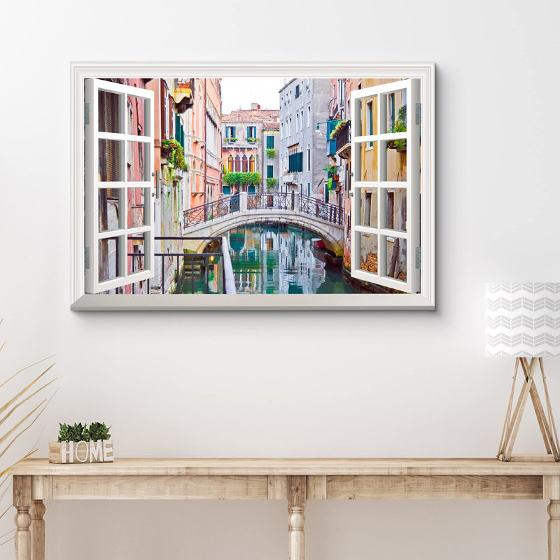 "Vue de fenêtre de Venise, Italie, photographie de villes naturelles, réalisme et paysage rustique" sur, H 32 po x l 48 po