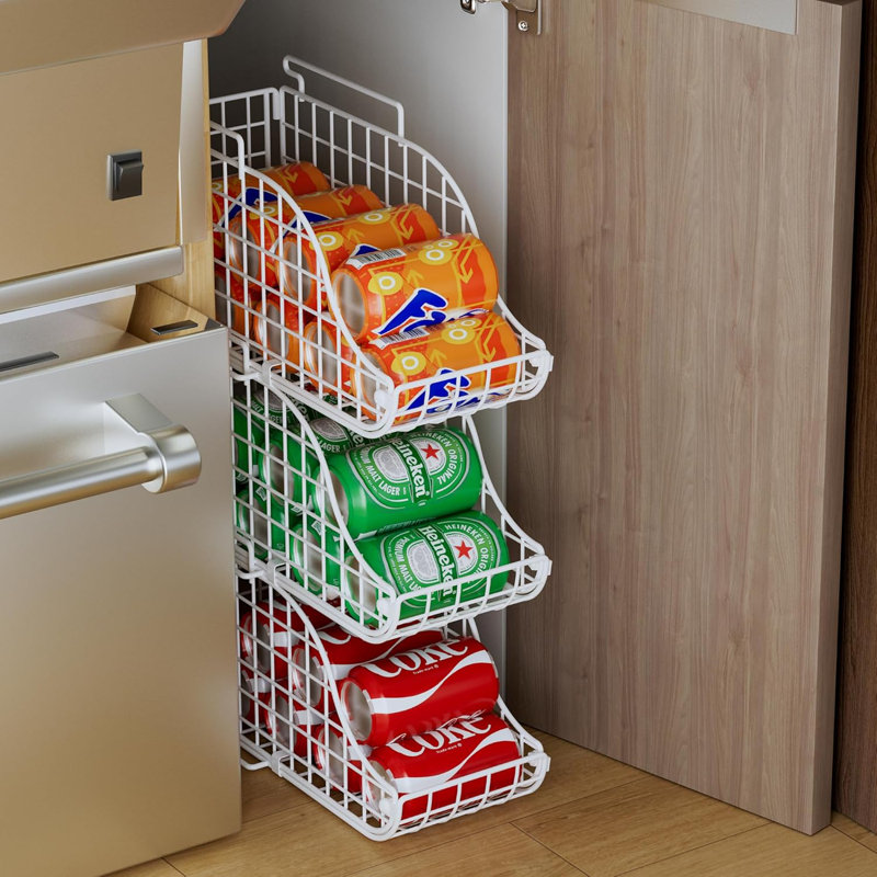 Sonyabecca 3-Pack Soda Can Organizer for Pantry, Stackable Can Storage Organizer Pantry, Canned Food Storage Basket With Handles for Pantry Kitchen Countertop Cabinet Patent Pending