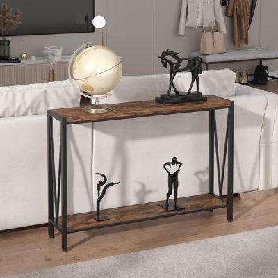 43-Inch Narrow Console/Sofa Table, 2-Tier Entryway Table with Open Storage Shelf, Slim Design for Hallway, Living Room, Foyer, Corridor, Office