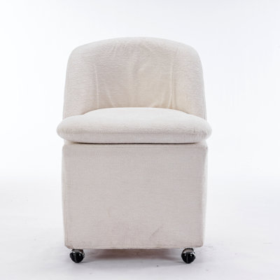 058-Ensemble de 2 chaises de salle à manger en tissu avec roulettes universelles