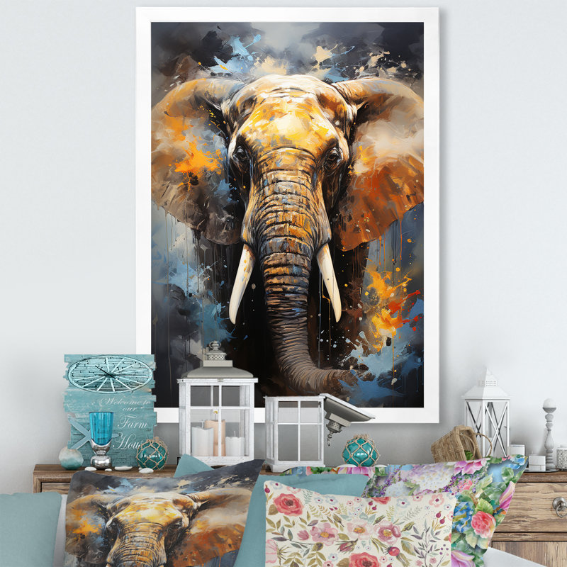 «Elephant Dreams In Colors on», reproduction sur toile, H 20 po x l 12 po x P 1 po, Cadre simple blanc