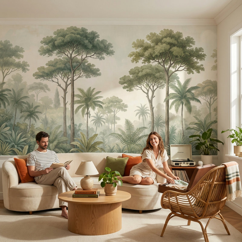 Papier peint paysage tropical, Non-Woven Nonpasted, 140" x 108"