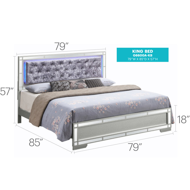 Modern Upholstered Standard Bed, King