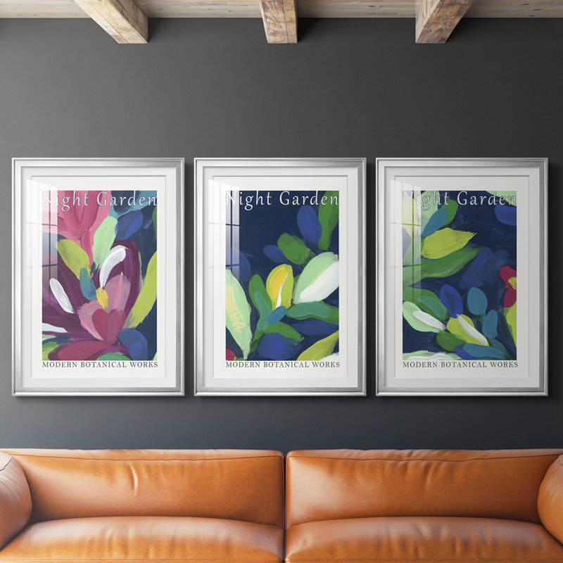 Affiches d'exposition Night Garden I, Argent argent, H 15 po x l 19 po