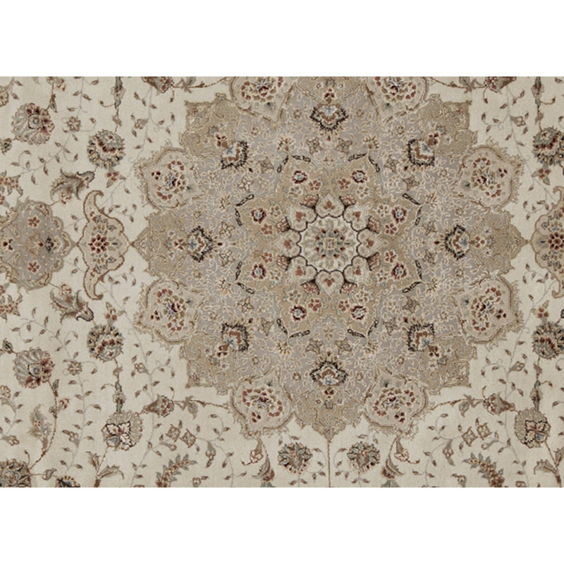 Tapis ivoire et gris noué à la main de haute qualité