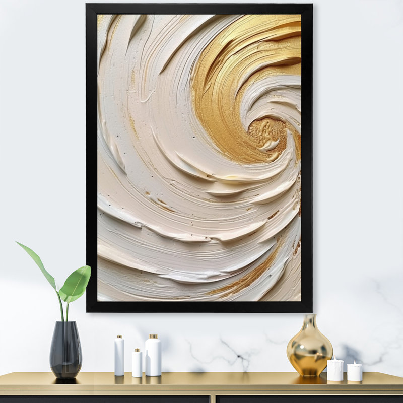 Tourbillon éternel doré IV sur toile, H 20 po x l 12 po x P 1 po, Cadre simple noir