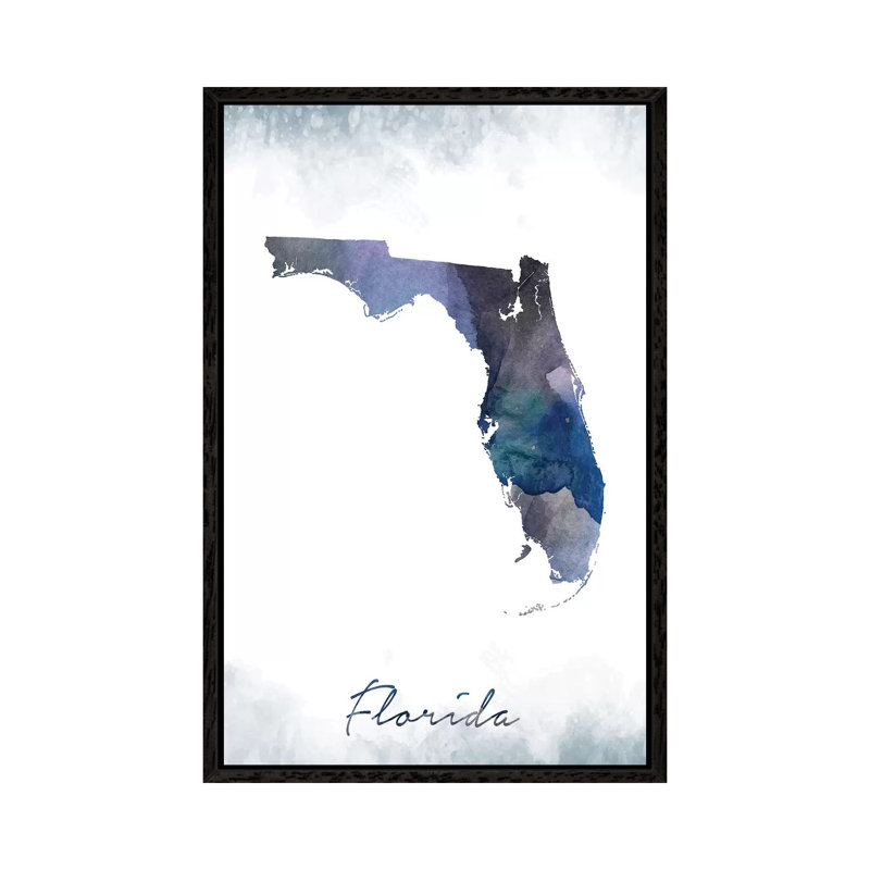 Florida State Bluish - Print on Canvas, Black Framed, 152.5 cm H x 101.5 cm W