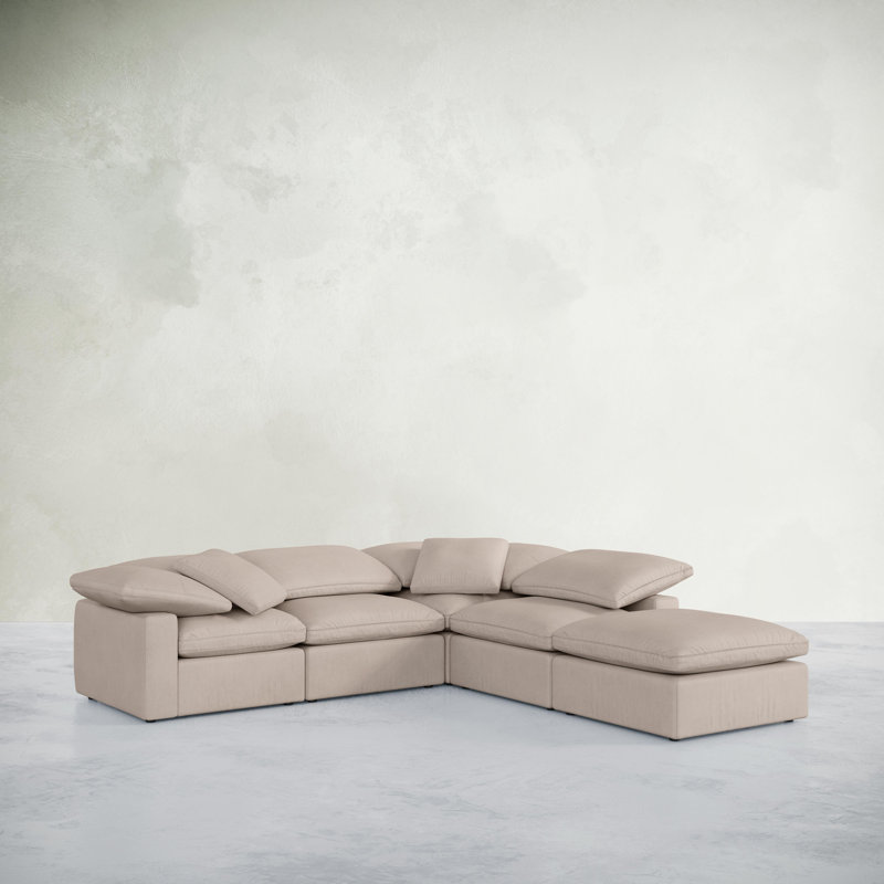 Soho Modular Sectional, Right Hand Facing, Beige 98% Polyester 2% Nylon