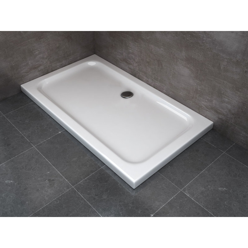 Gamallo Plastic Shower Tray - Silver, 120cm W x80cm D