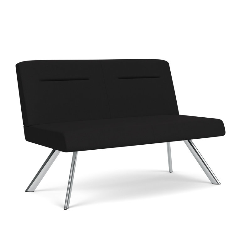 Causeuse sans accoudoirs Willow, Chrome, Noir Visite Libre - tissu uni